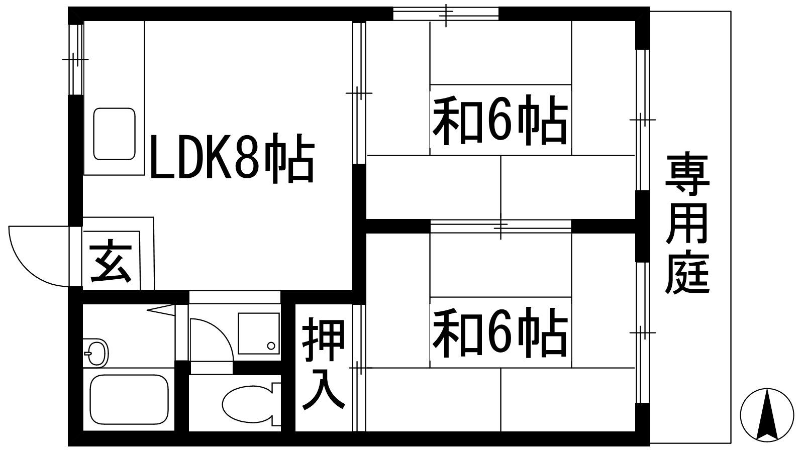 安井ハイツ(2DK/1階)の間取り写真