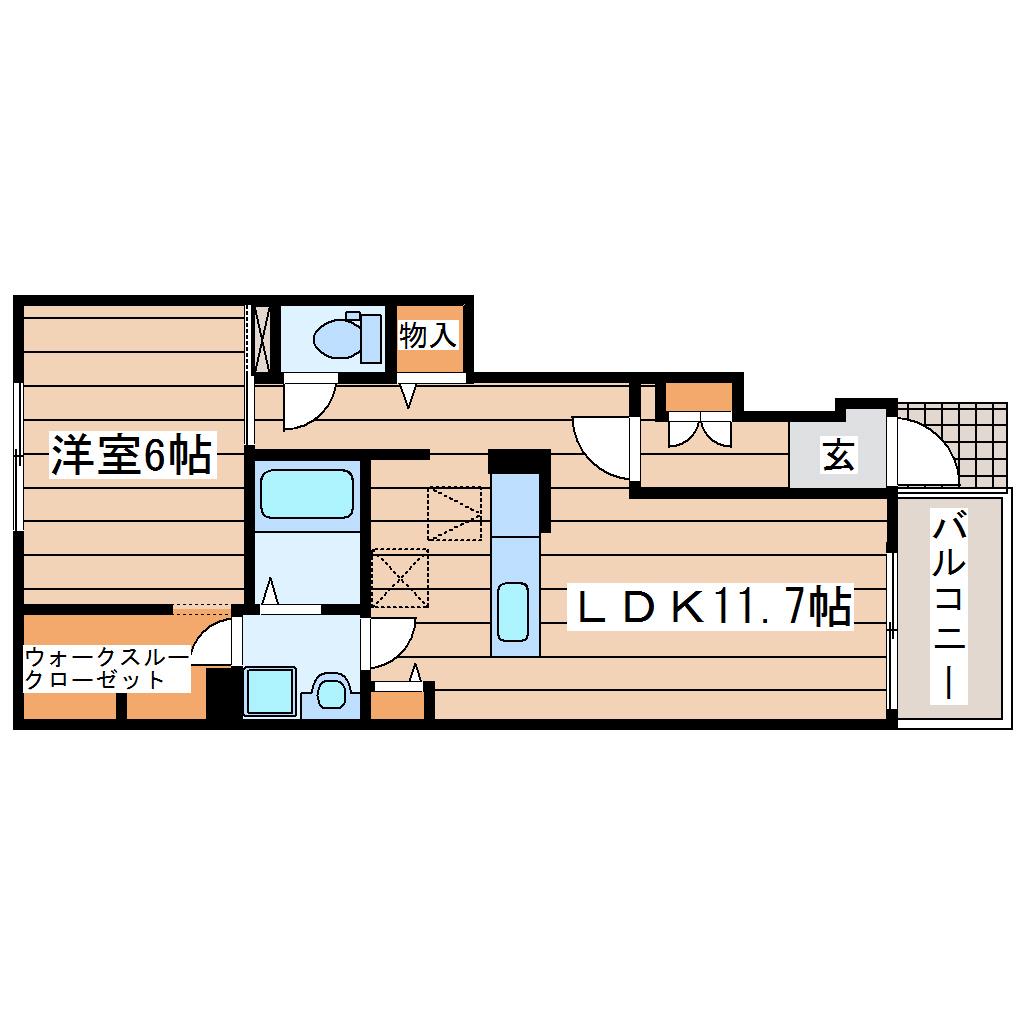 サンフィールド泉(1LDK/1階)の間取り写真