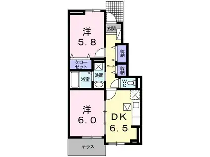 サニーガーデン(2DK/1階)の間取り写真