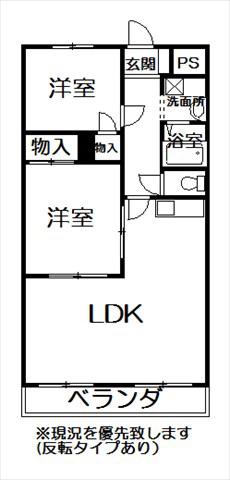 スカイレジデンス(2LDK/4階)の間取り写真