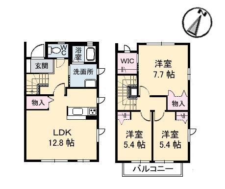 サニーウェルみどり坂(3LDK/1階)の間取り写真