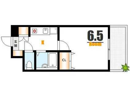 AXIS舟入(1K/4階)の間取り写真