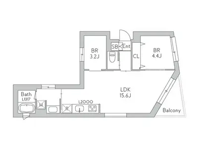 GRANDUO世田谷17(2LDK/3階)の間取り写真