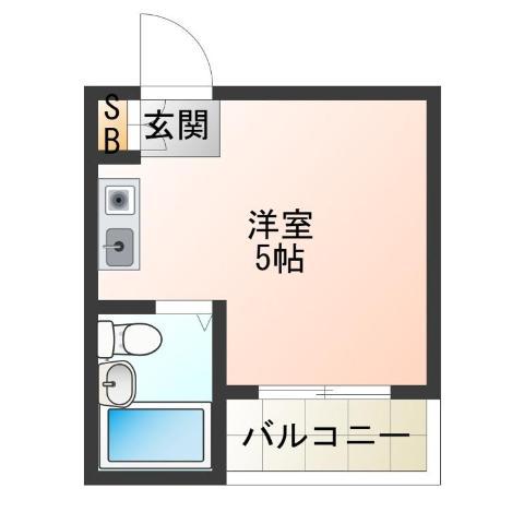 シャトー第2花園(ワンルーム/5階)の間取り写真