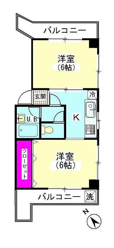テアド-ル(2K/2階)の間取り写真