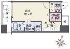 クラシオン西新(1K/6階)の間取り写真