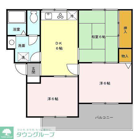 サンヴァリーII(3DK/3階)の間取り写真