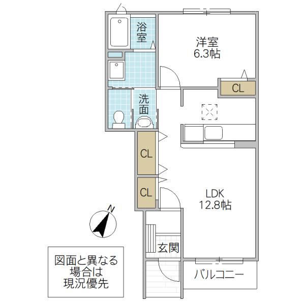 サンリット・デーアB(1LDK/1階)の間取り写真