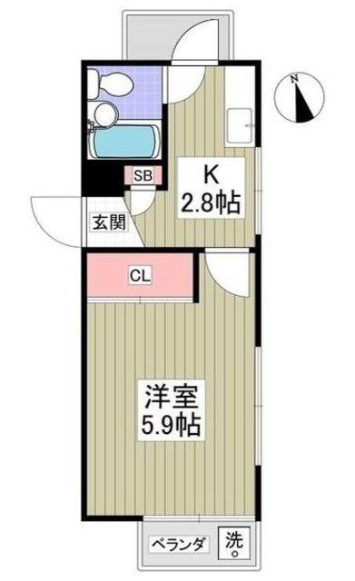 ヒルサイドフジ(1K/3階)の間取り写真
