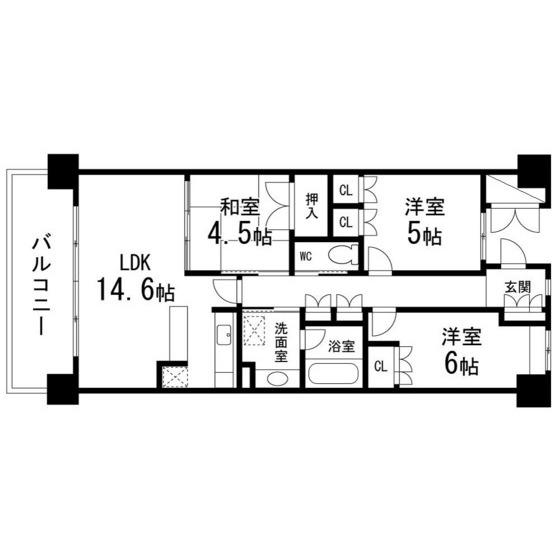 仙台中山ヒルズ(3LDK/2階)の間取り写真