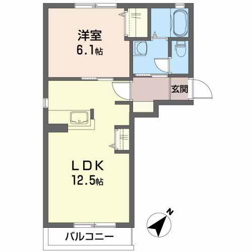 ドーノマエA(1LDK/2階)の間取り写真