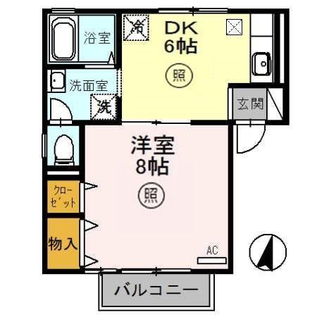 カーサ・プリート(1DK/1階)の間取り写真