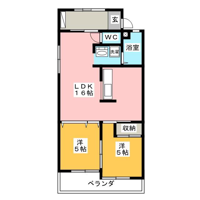 ハイツまるいち(2LDK/2階)の間取り写真
