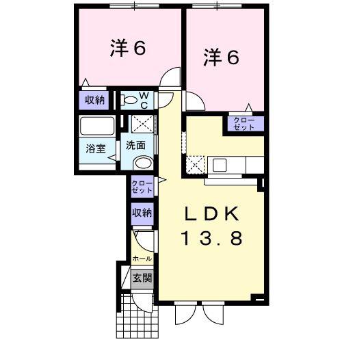 ウィステリア(2LDK/1階)の間取り写真
