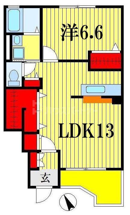 パールウイングIII(1LDK/1階)の間取り写真