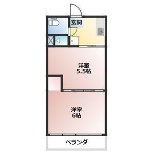 花ノ木アパート(2DK/2階)の間取り写真
