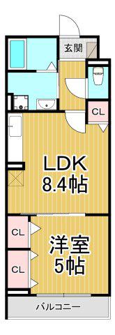 ヒカルサ尼崎神崎町(1LDK/2階)の間取り写真