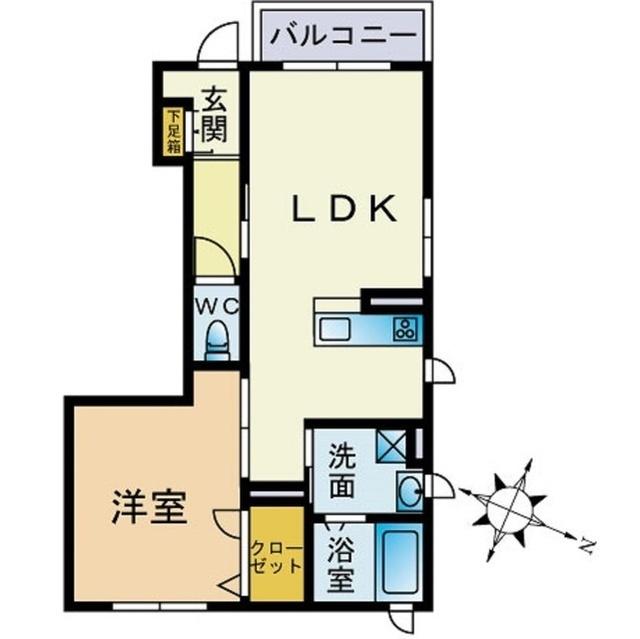 クレスト橘II(1LDK/1階)の間取り写真