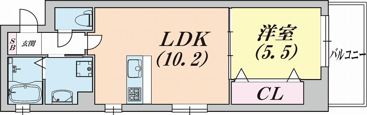 ウィングコート小松(1LDK/5階)の間取り写真