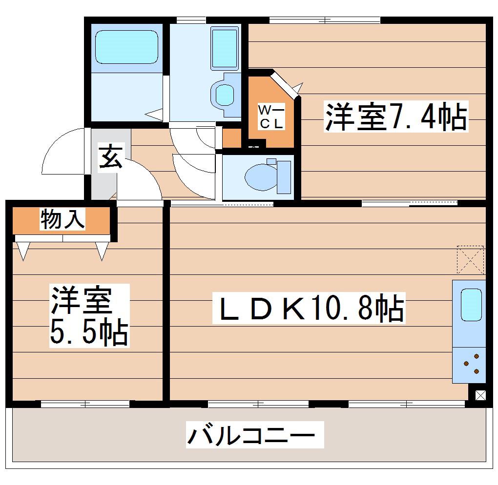 KS宮千代I(2LDK/2階)の間取り写真