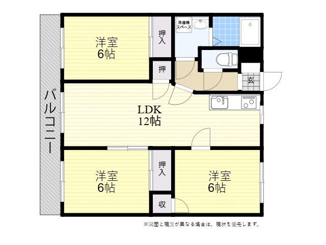 寺西ビルⅡ(3LDK/3階)の間取り写真