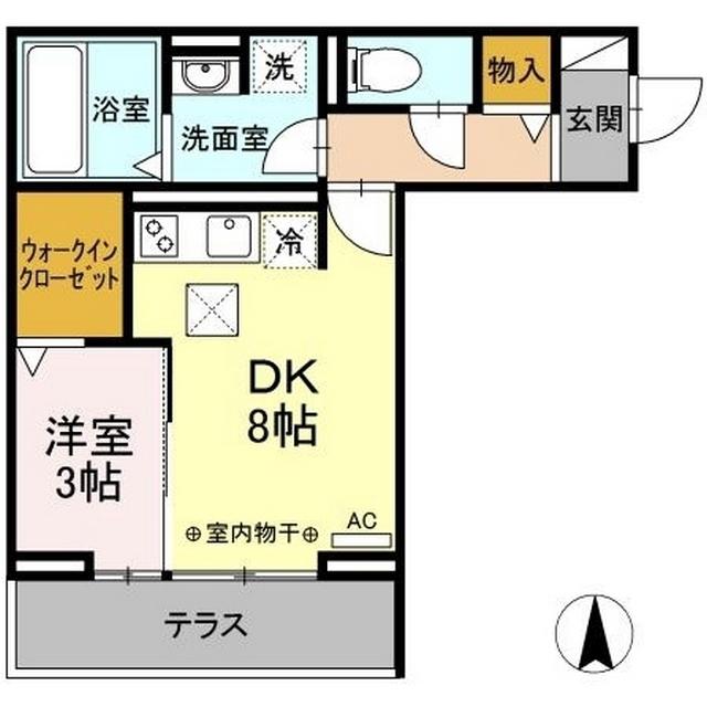 SERENOM(1DK/1階)の間取り写真