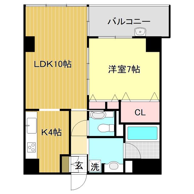 ビ・ウェル帯屋町(1LDK/2階)の間取り写真