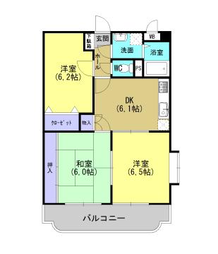 エスポワール21(3DK/2階)の間取り写真