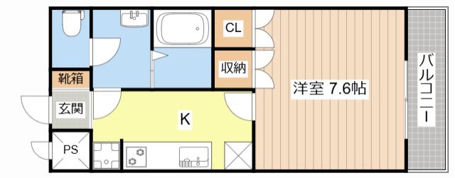 ディア ベルジュ(1K/1階)の間取り写真