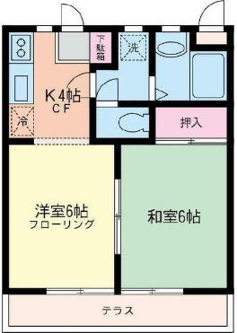 ローズハイツ(2K/2階)の間取り写真