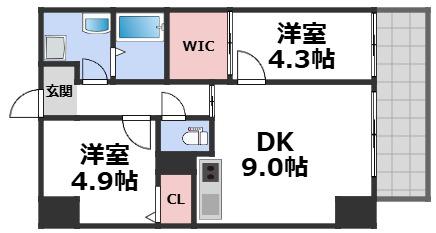 ハイラインV(2LDK/5階)の間取り写真