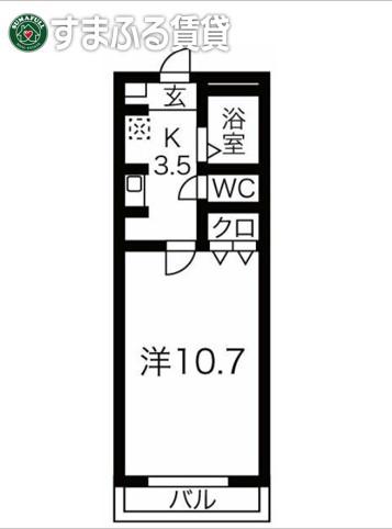 ロイヤルサルビア(1K/1階)の間取り写真