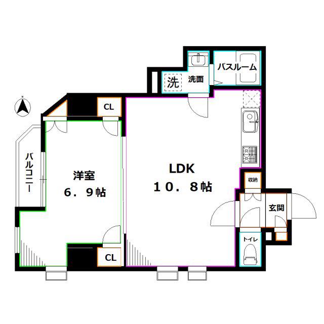 ビバリーホームズ三鷹(1LDK/8階)の間取り写真