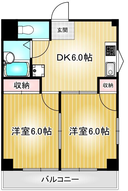 エムズハウス栄(2DK/5階)の間取り写真