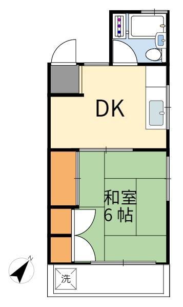 ハウスシナール(1DK/2階)の間取り写真