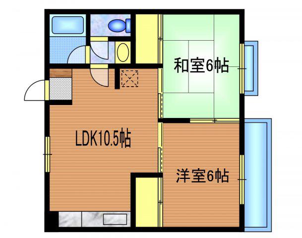 M2ハイツ(2LDK/1階)の間取り写真