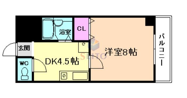 阪急宝塚線 服部天神駅 徒歩9分 4階建 築26年(1K/4階)の間取り写真