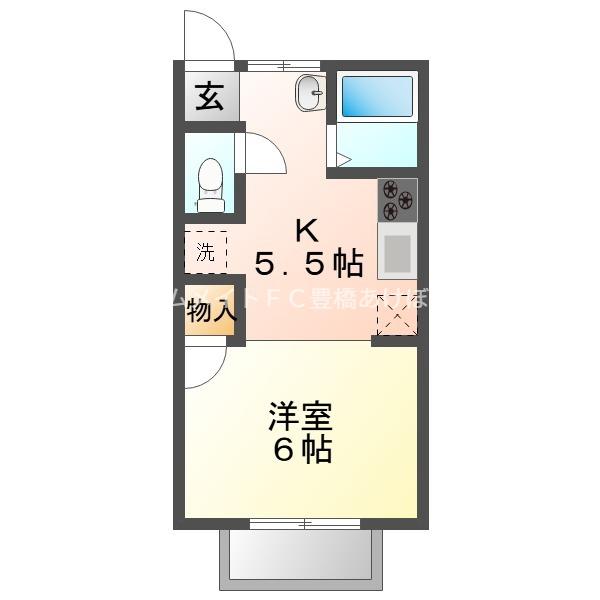 コーポ伊藤C(1K/2階)の間取り写真