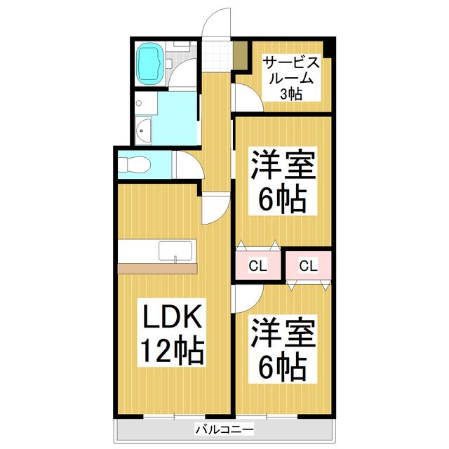 アサバハイツ美和(2SLDK/4階)の間取り写真