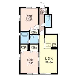 フォーチュン V(2LDK/1階)の間取り写真