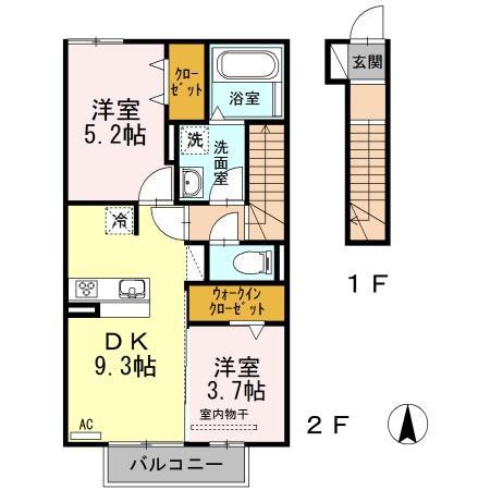 ファミール中村(2LDK/2階)の間取り写真