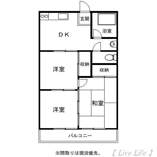 長友コーポ(3DK/1階)の間取り写真