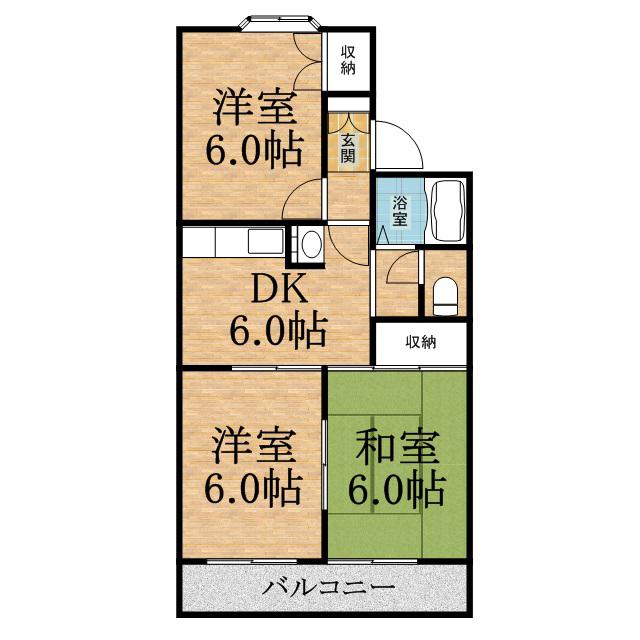 オーナーズヒルMT B棟(3DK/2階)の間取り写真