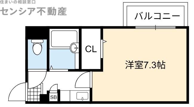 大宝緑橋ルグラン(1K/3階)の間取り写真