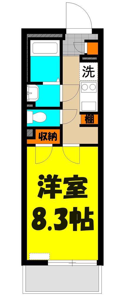 ＪＲ宇都宮線 久喜駅 徒歩5分 3階建 築7年(1K/2階)の間取り写真