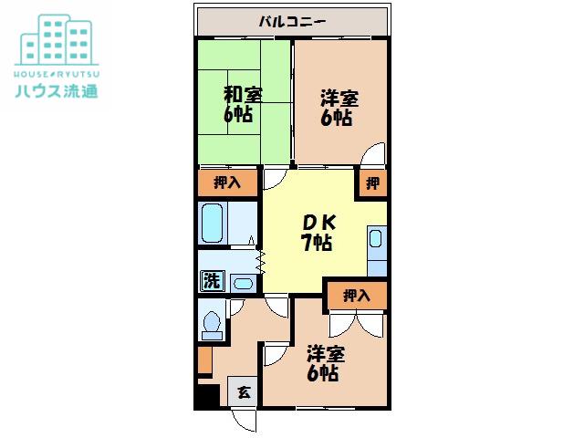 千歳が丘コーポラス(3DK/4階)の間取り写真