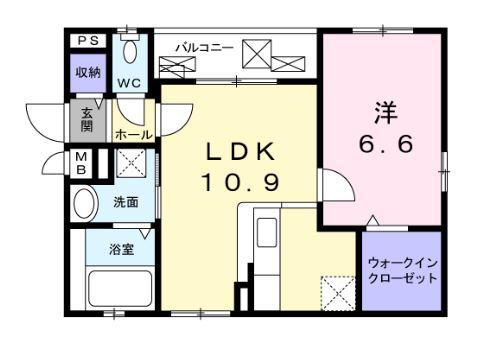 ストリート アベニュー・H(1LDK/1階)の間取り写真