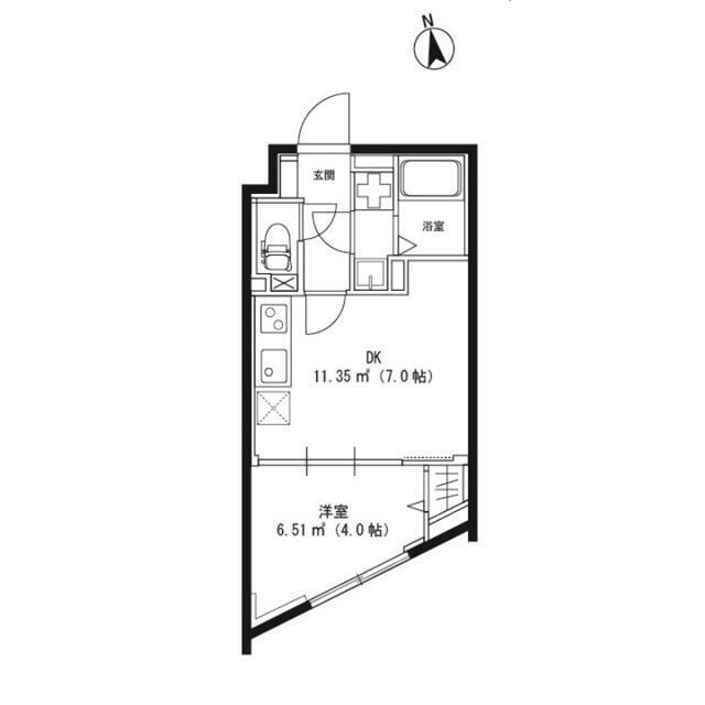CREAL三軒茶屋(1DK/1階)の間取り写真