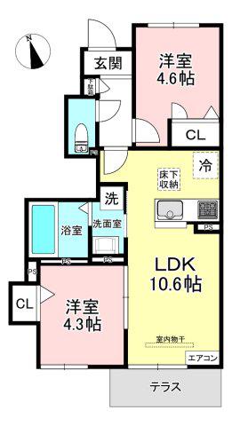 ELPIS COURT KURIKI(2LDK/1階)の間取り写真