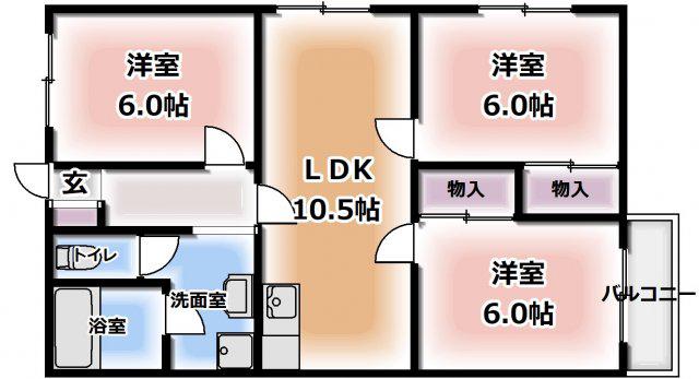 栄コーポ(3LDK/1階)の間取り写真